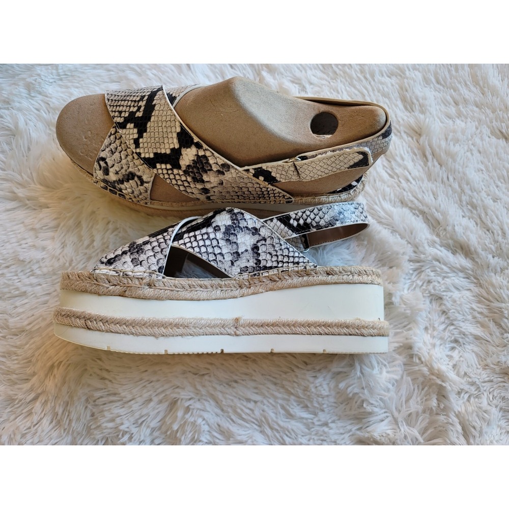 Marc Fisher Gandy 2 Snakeskin Leather Platform Espadrille Sandals Womens 9.5